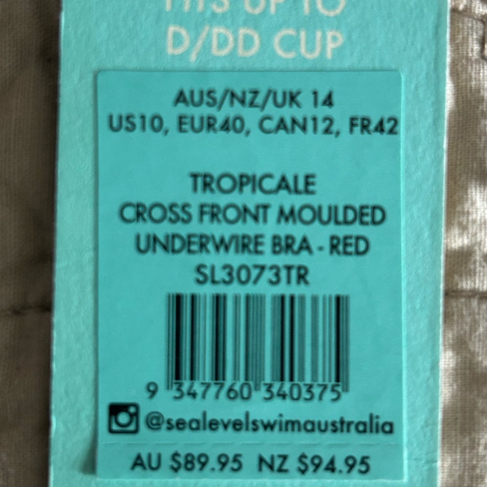 Sea Level Swim Tropicale Cross Front Bikini TOP NWT Size 10 - Picture 6 of 14